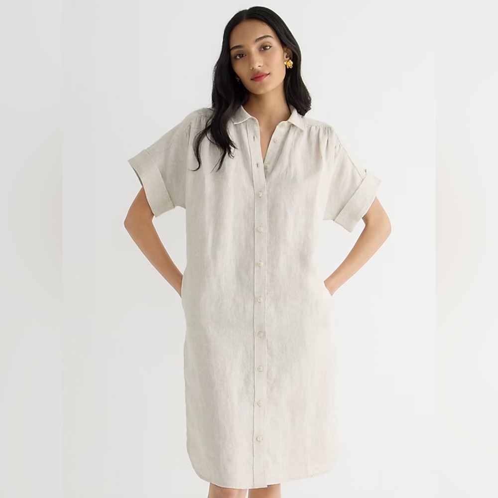 J.Crew Baird McNutt Irish Linen Shirtdress Medium Neutral